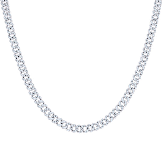 925 Sterling Silver Cz Chain 6mm-7"-24"
