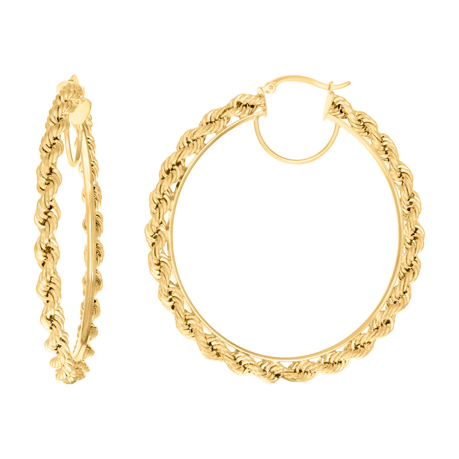 10Kt Gold Fancy Hoop Earrings 4mm