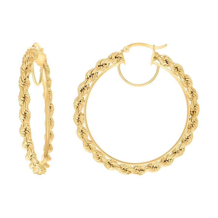 14Kt Gold Fancy Hoop Earrings 4mm