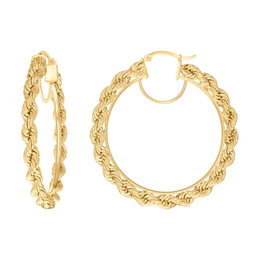 14Kt Gold Fancy Hoop Earrings 5mm
