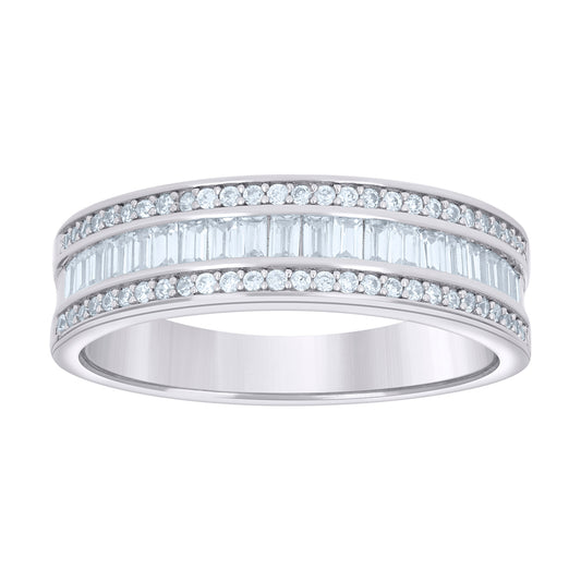 925 Sterling Silver 1.20Ctw Moissanite Ring Band S