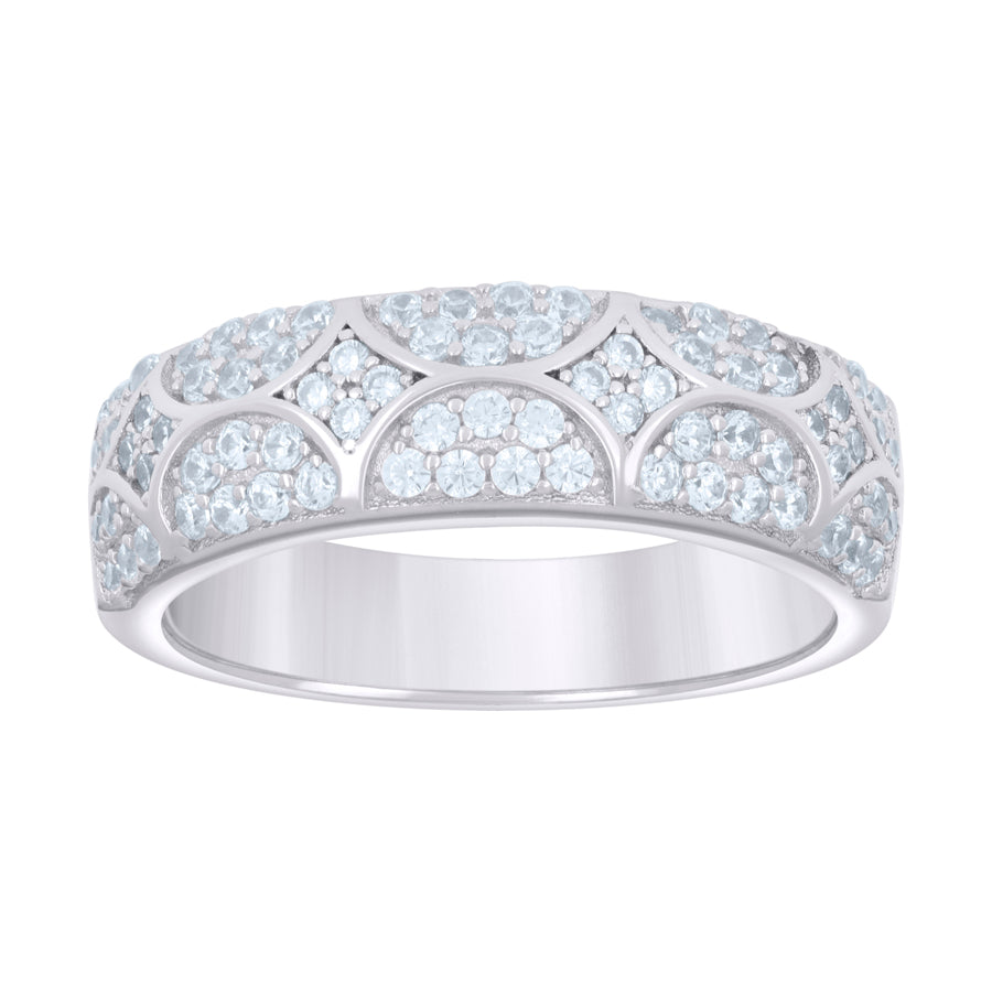 925 Sterling Silver 0.90Ctw Moissanite Ring Band S