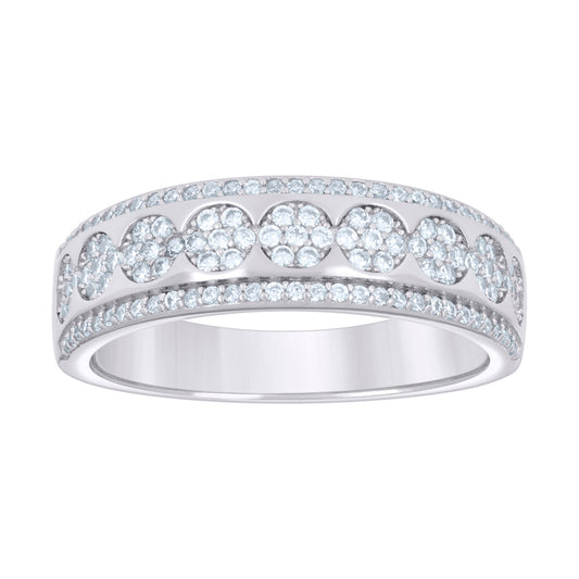 925 Sterling Silver 0.81Ctw Moissanite Ring Band S