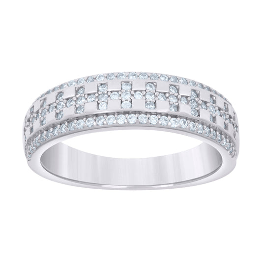 925 Sterling Silver 0.55Ctw Moissanite Ring Band S