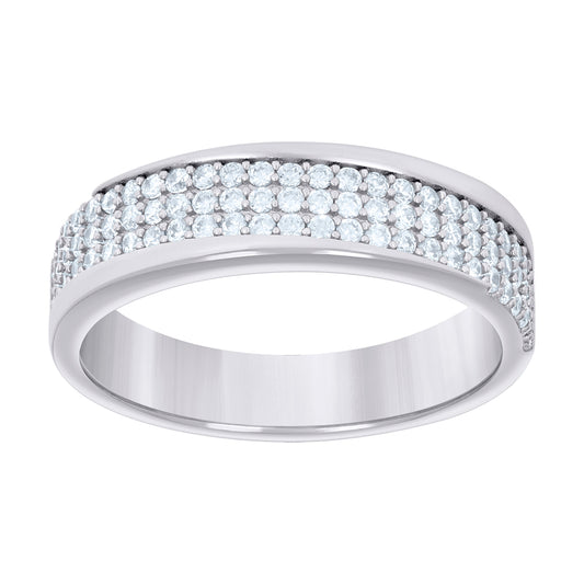 925 Sterling Silver 0.60Ctw Moissanite Ring Band S