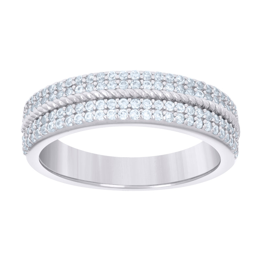 925 Sterling Silver 0.71Ctw Moissanite Ring Band S