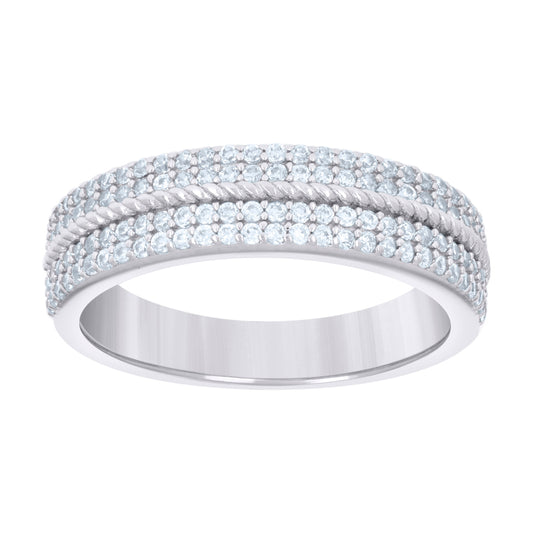 925 Sterling Silver 0.71Ctw Moissanite Ring Band S