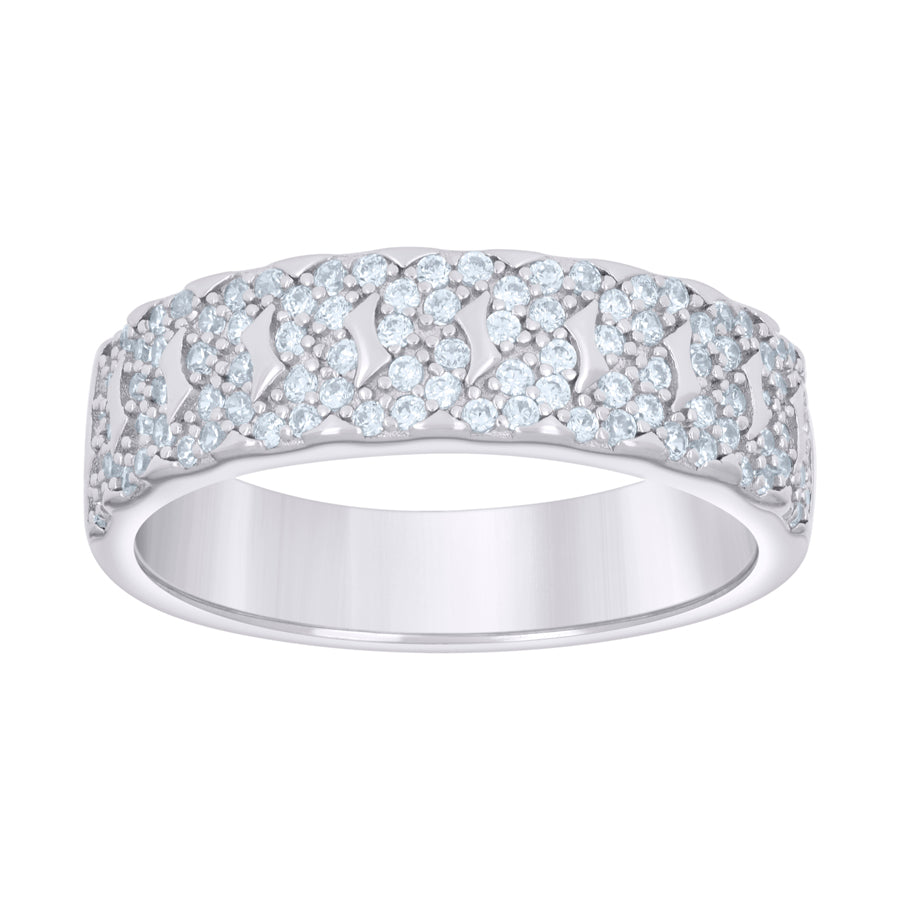 925 Sterling Silver 0.61Ctw Moissanite Ring Band S