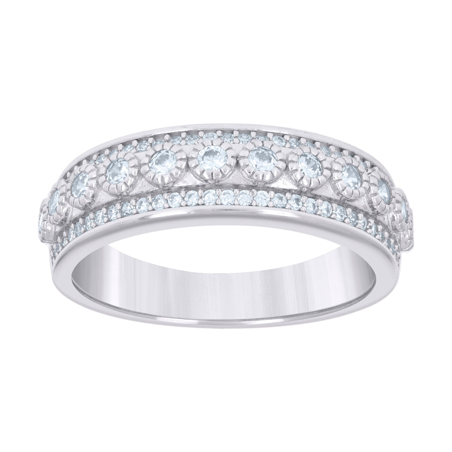 925 Sterling Silver 0.69Ctw Moissanite Ring Band S