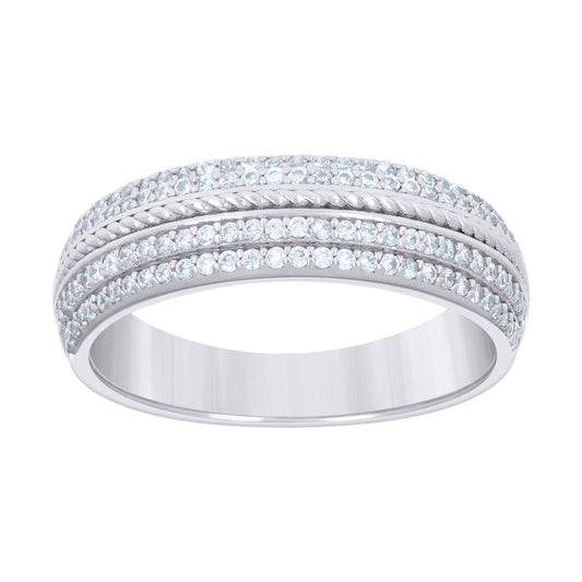 925 Sterling Silver 0.59Ctw Moissanite Ring Band S