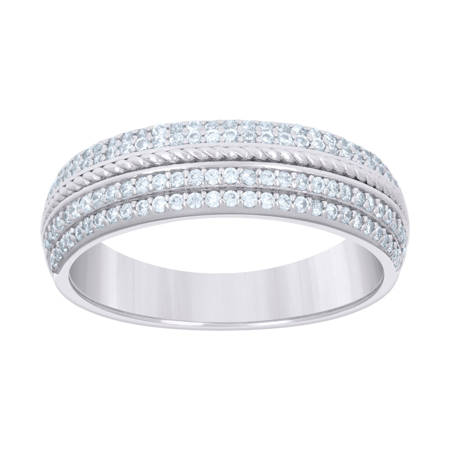 925 Sterling Silver 0.59Ctw Moissanite Ring Band S