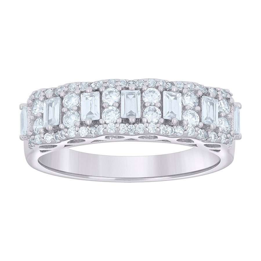 925 Sterling Silver 1.19Ctw Moissanite Ring Band S