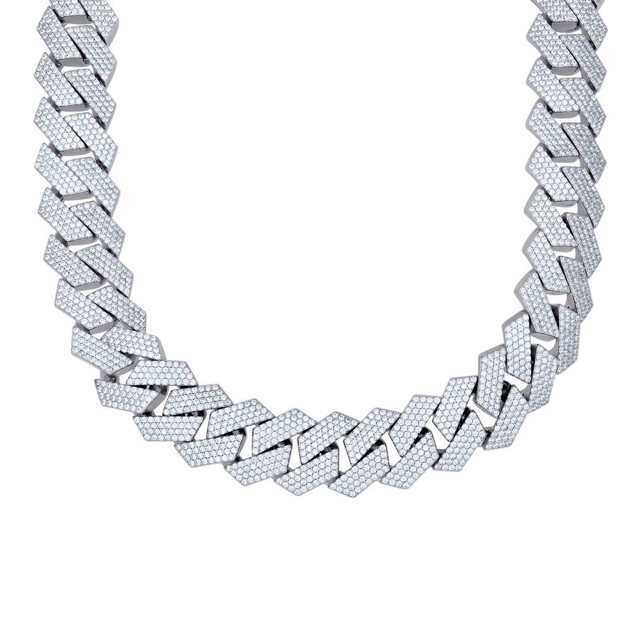 925 Sterling Silver Cz Chain 18mm
