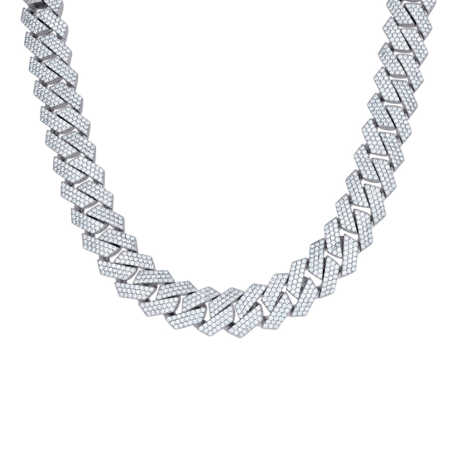 925 Sterling Silver Cz Chain 15mm