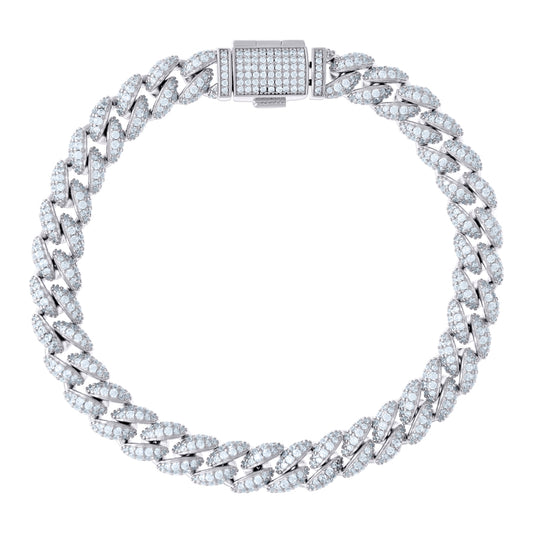925 Sterling Silver Cz Chain 8mm