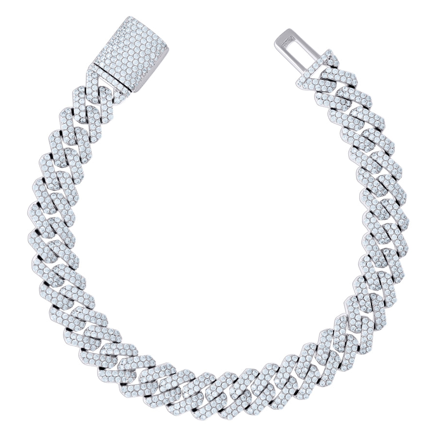 925 Sterling Silver Cz Chain 10mm