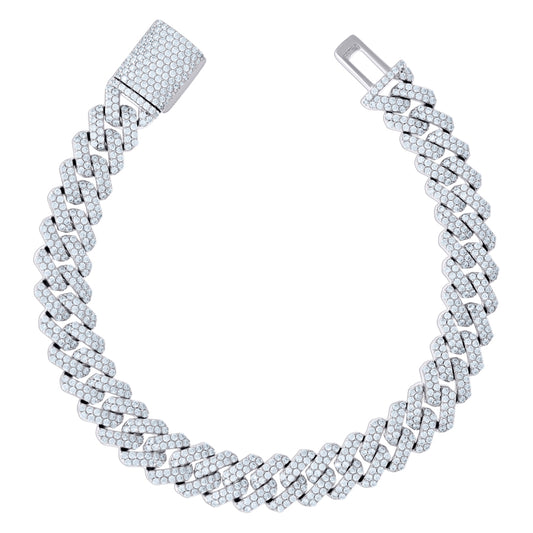 925 Sterling Silver Cz Chain 10mm