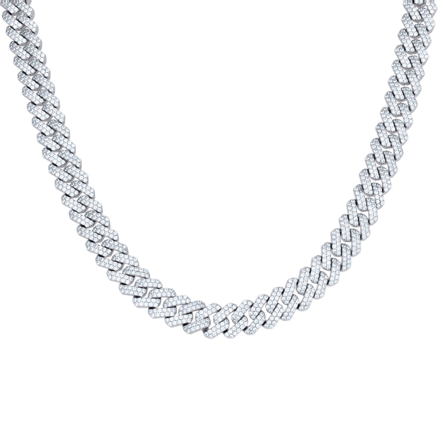 925 Sterling Silver Cz Chain 10mm