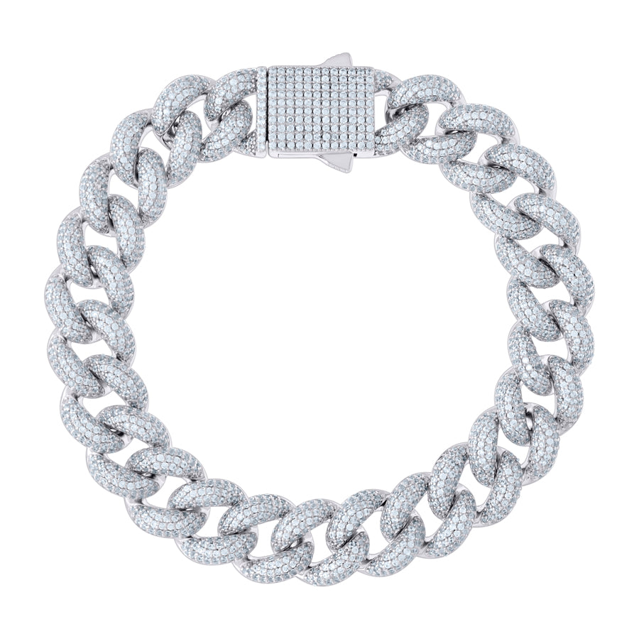 925 Sterling Silver Cz Chain 12mm