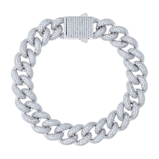 925 Sterling Silver Cz Chain 12mm