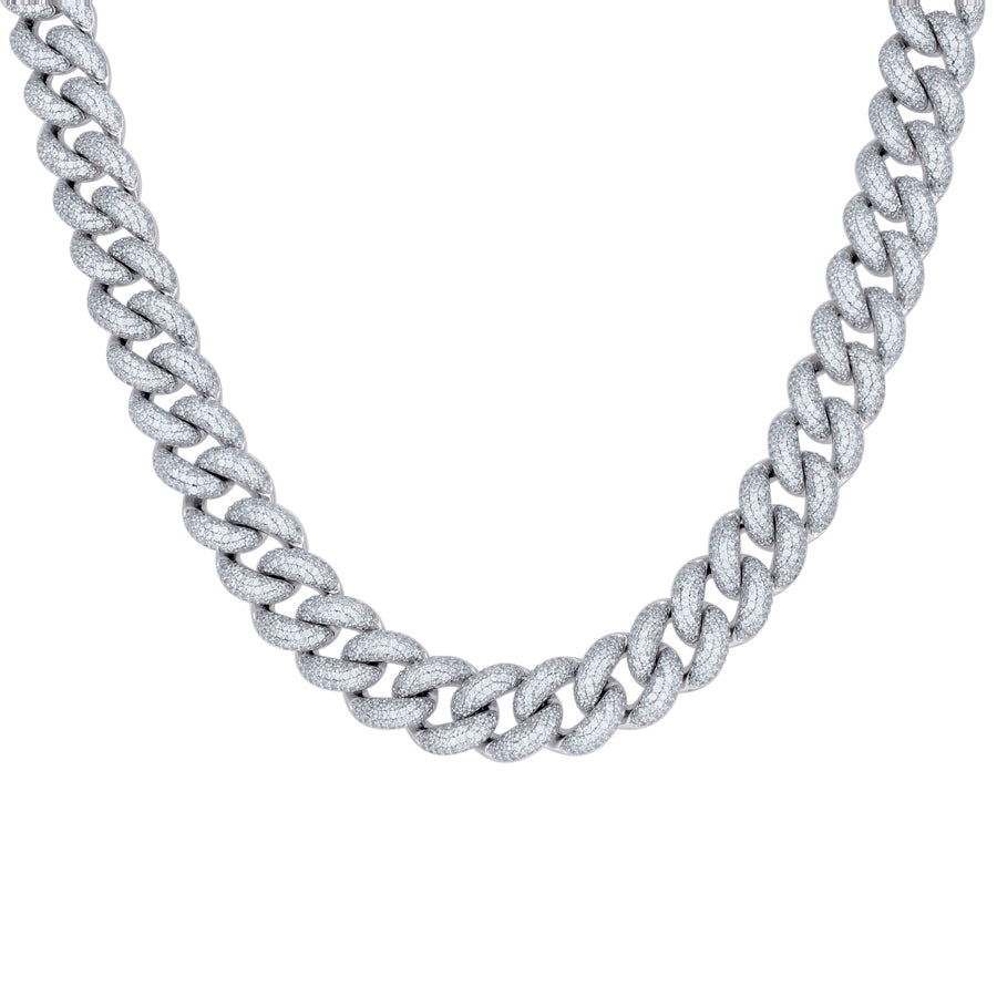 925 Sterling Silver Cz Chain 12mm