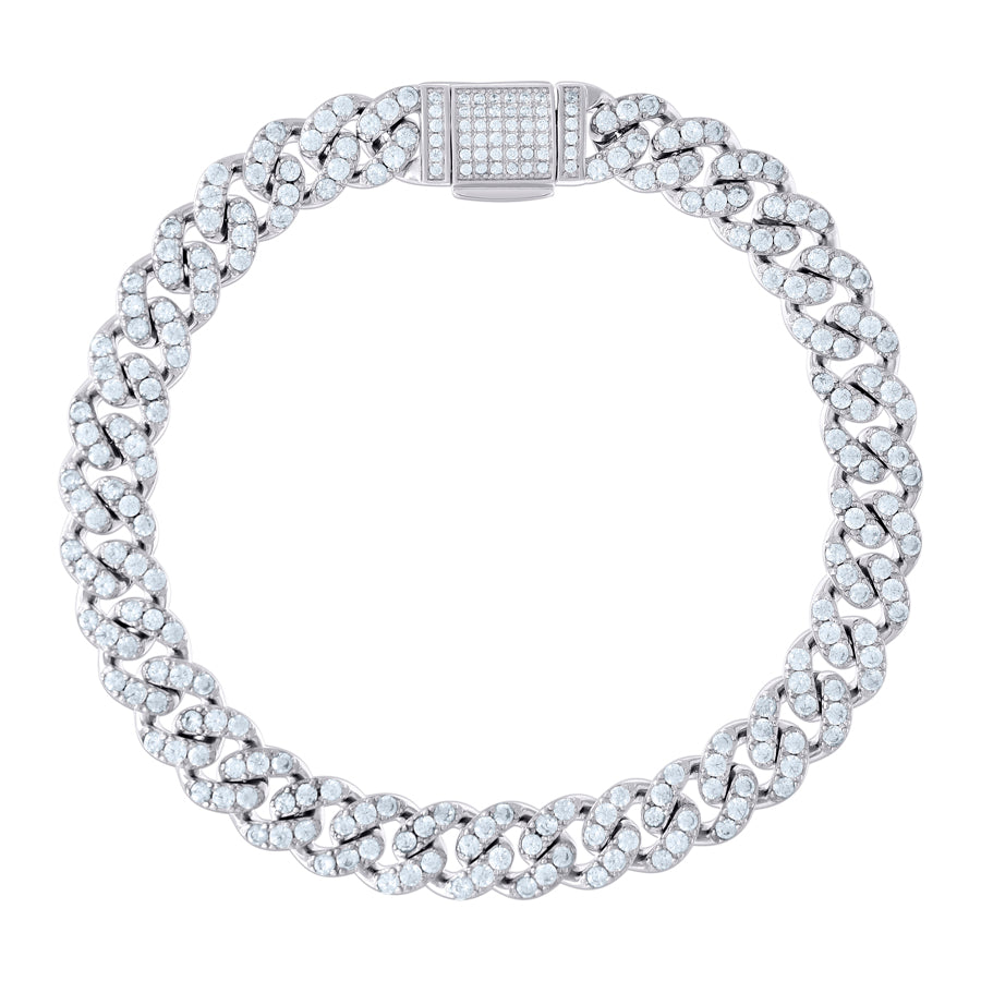 925 Sterling Silver Cz Chain 8mm