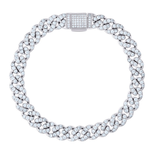 925 Sterling Silver Cz Chain 8mm