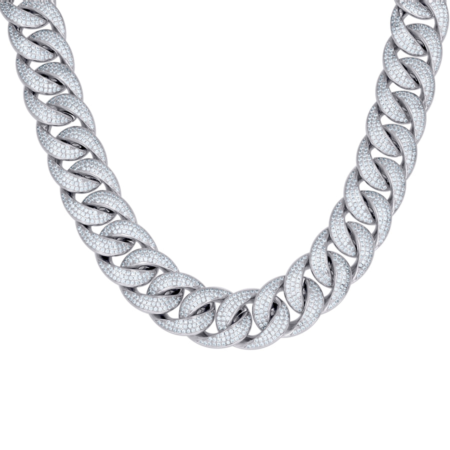 925 Sterling Silver Cz Chain 18mm