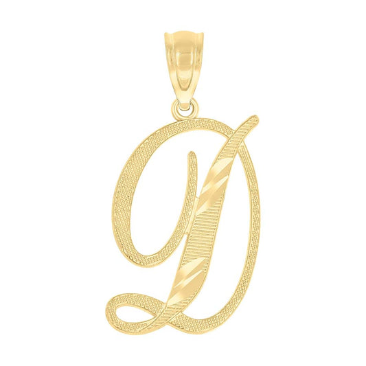 10K Gold Initial Letter "D" Pendant
