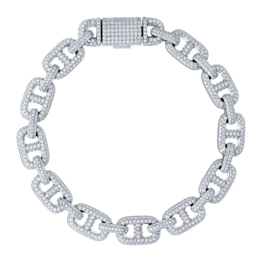 925 Sterling Silver Moissanite Fancy Chain 10mm