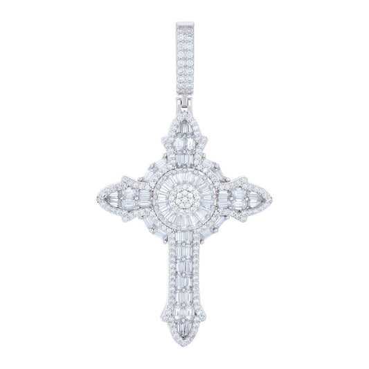925 Silver Pendant 45mm Moissanite Ct R:0.97 , B: