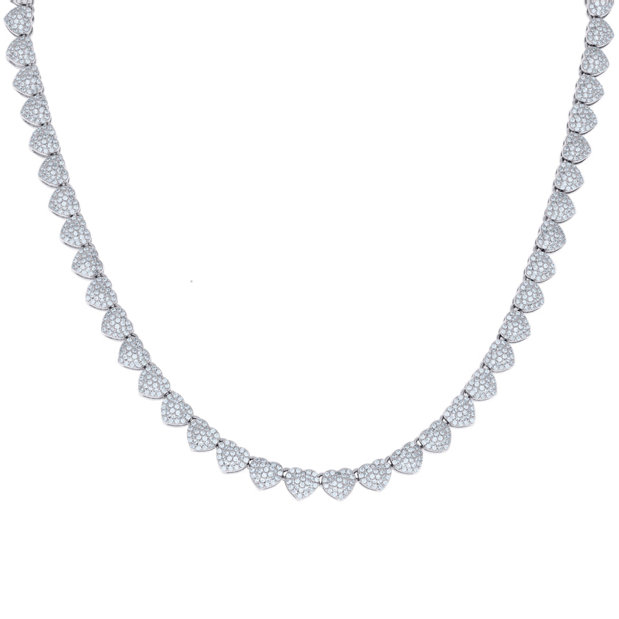 925 Sterling Silver Cz Heart Necklace 6mm