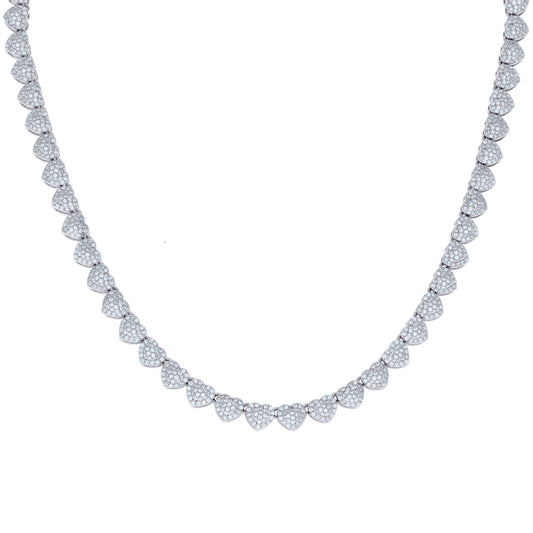 925 Sterling Silver Cz Heart Necklace 6mm