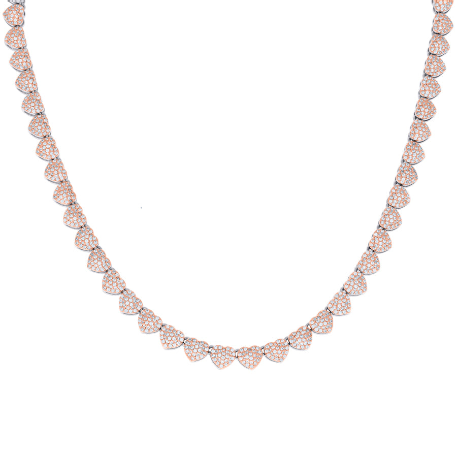 925 Sterling Silver Cz Heart Necklace 6mm