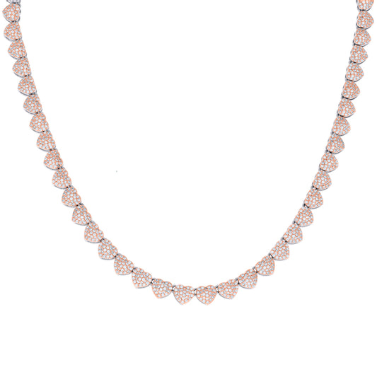 925 Sterling Silver Cz Heart Necklace 6mm