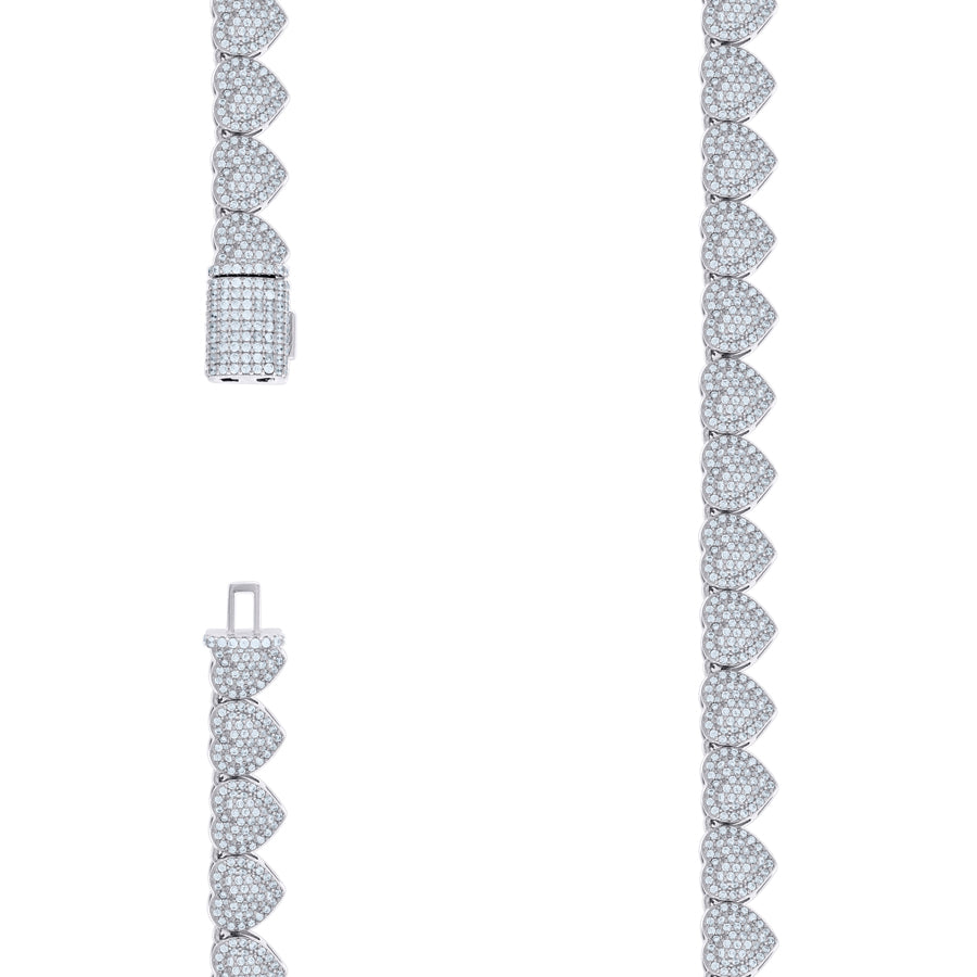 925 Sterling Silver Cz Heart Necklace 8mm