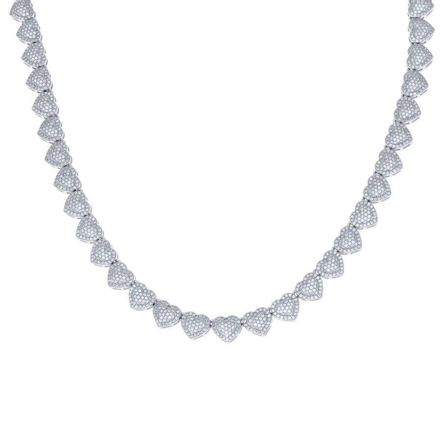 925 Sterling Silver Cz Heart Necklace 8mm