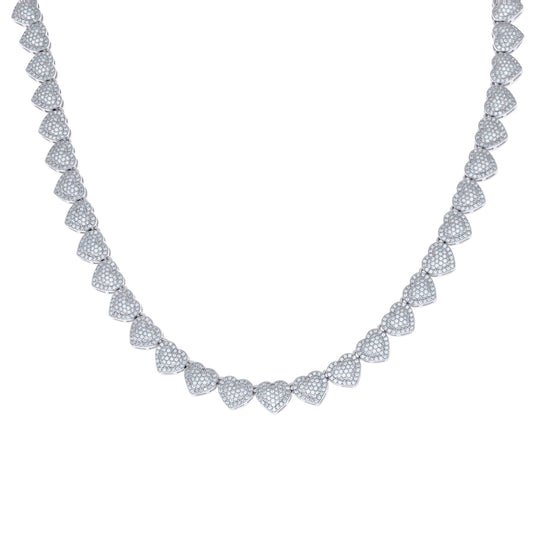 925 Sterling Silver Cz Heart Necklace 8mm