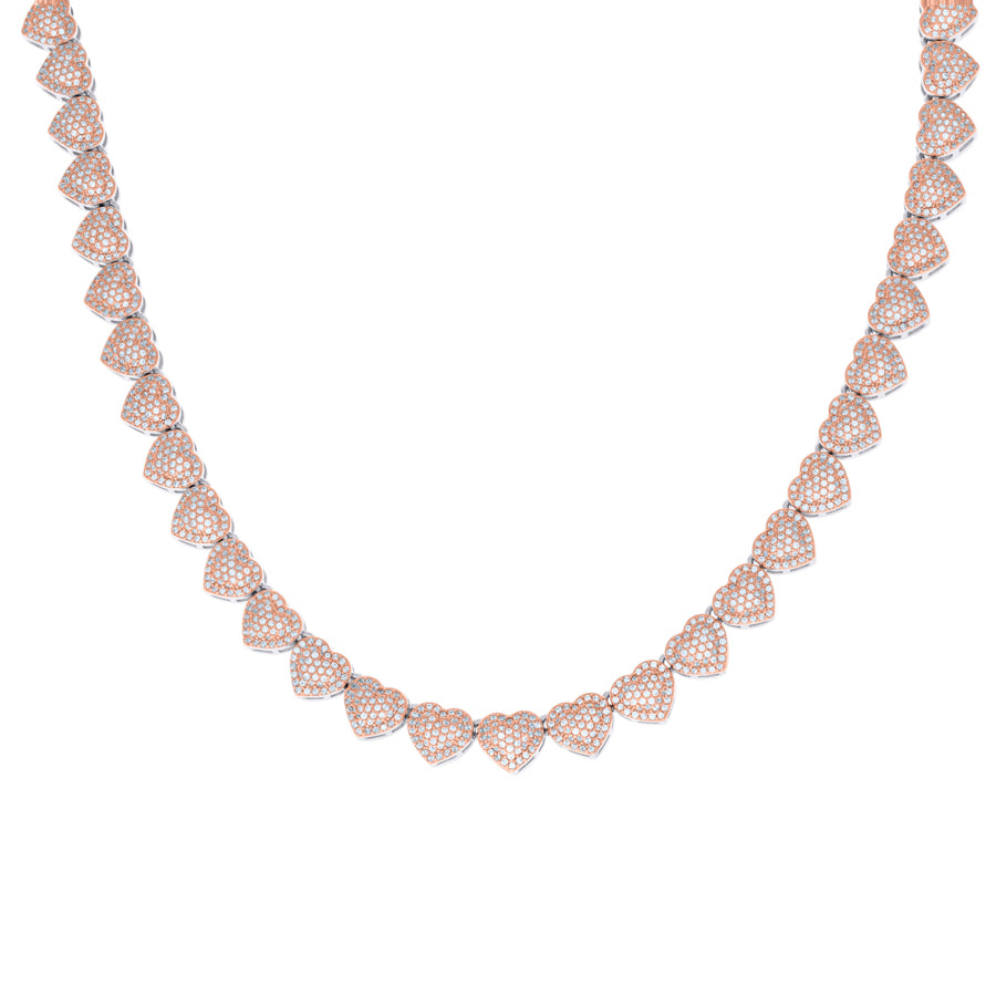 925 Sterling Silver Cz Heart Necklace 8mm