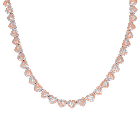 925 Sterling Silver Cz Heart Necklace 8mm