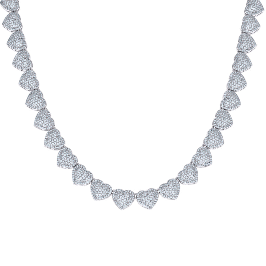 925 Sterling Silver Cz Heart Necklace 10mm