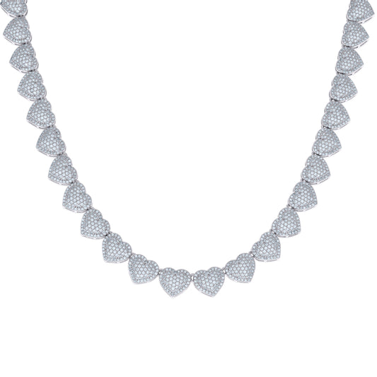 925 Sterling Silver Cz Heart Necklace 10mm