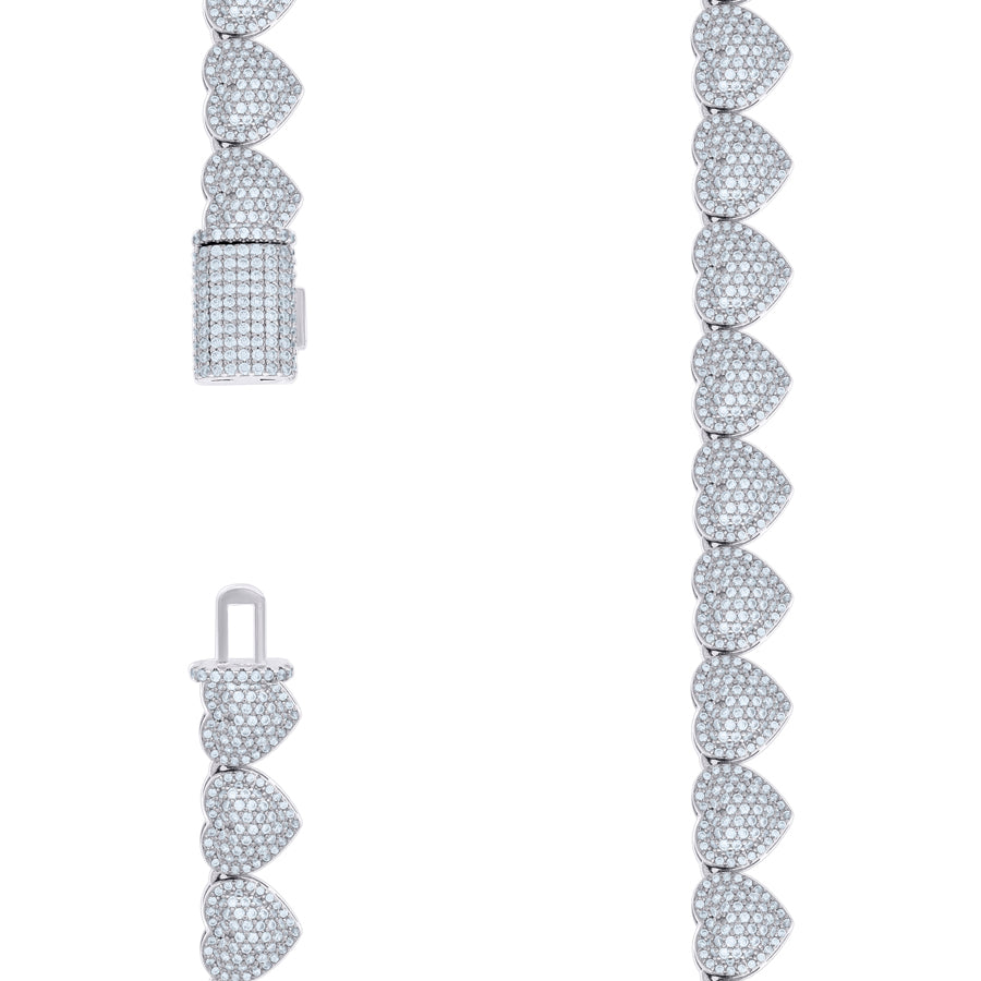 925 Sterling Silver Cz Heart Necklace 10mm