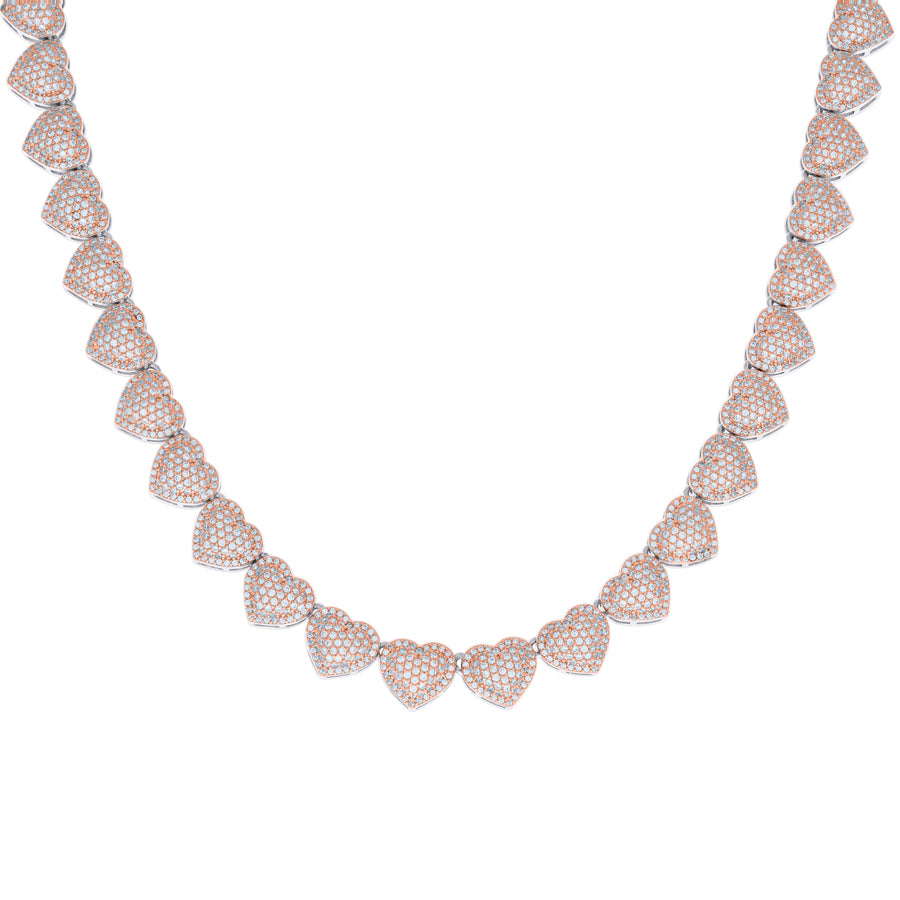 925 Sterling Silver Cz Heart Necklace 10mm