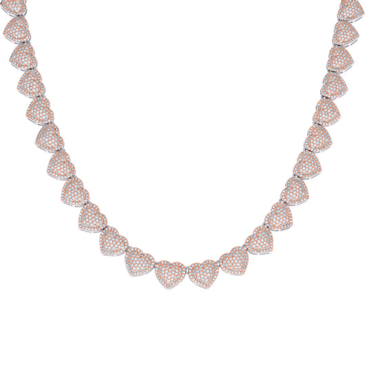 925 Sterling Silver Cz Heart Necklace 10mm