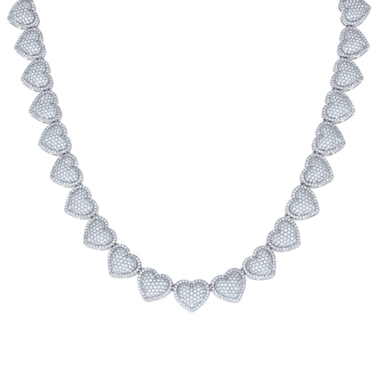 925 Sterling Silver Cz Heart Necklace 12mm