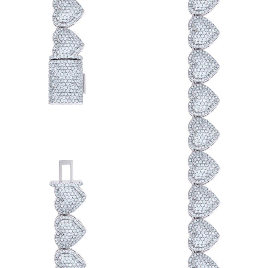 925 Sterling Silver Cz  Heart Necklace 14mm