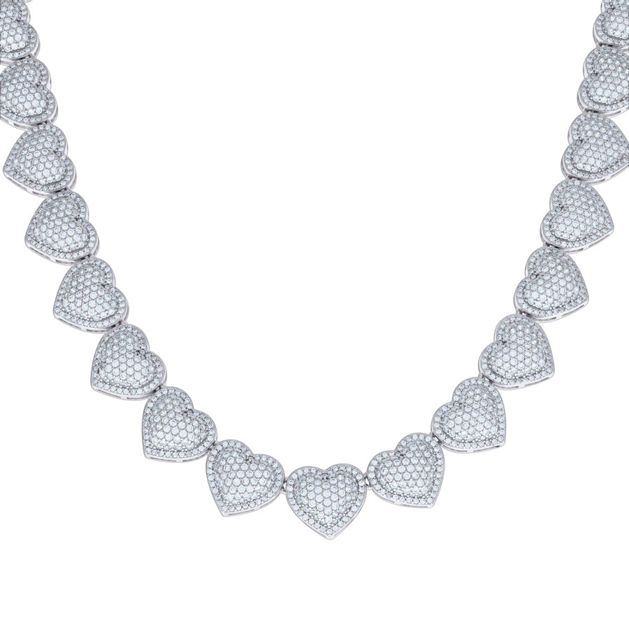 925 Sterling Silver Cz  Heart Necklace 14mm