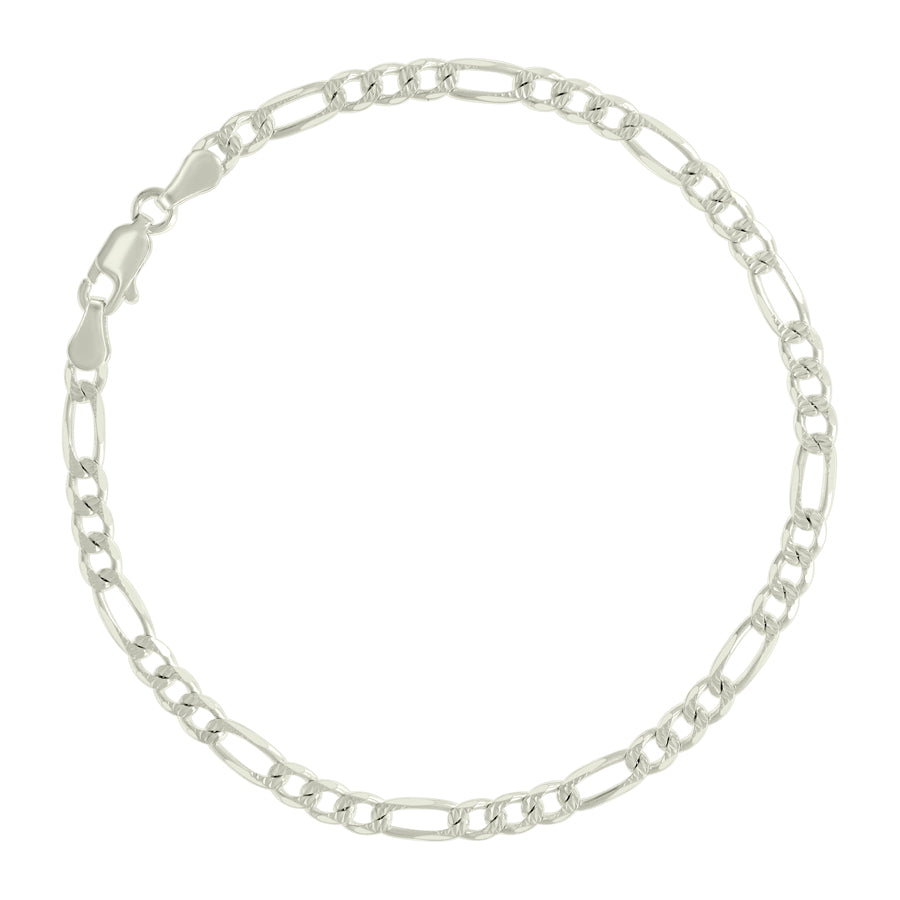925 Sterling Silver Solid Pave Classic Figaro Silver Plated 100 4.0mm
