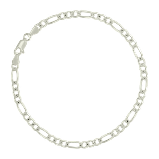 925 Sterling Silver Solid Pave Classic Figaro Silver Plated 100 4.0mm